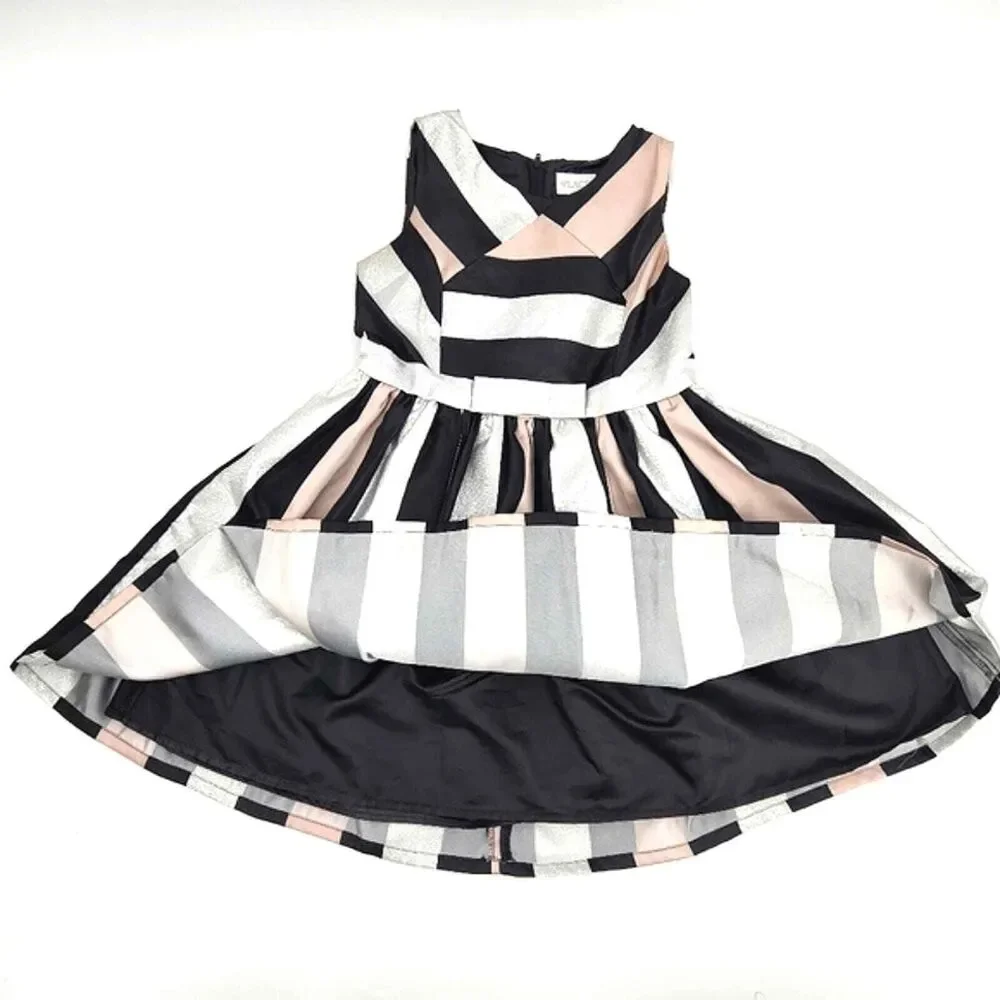 The Childrens Place Sleeveless Metallic Colorblock Jacquard Dress Black Girls 12